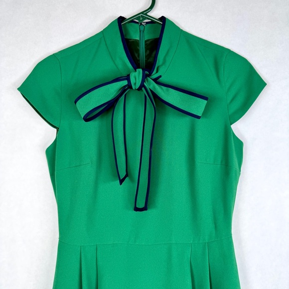 J CREW Tie-Neck Dress in 365 Crepe - Green - J2557 - Sz 0 - Picture 7 of 15